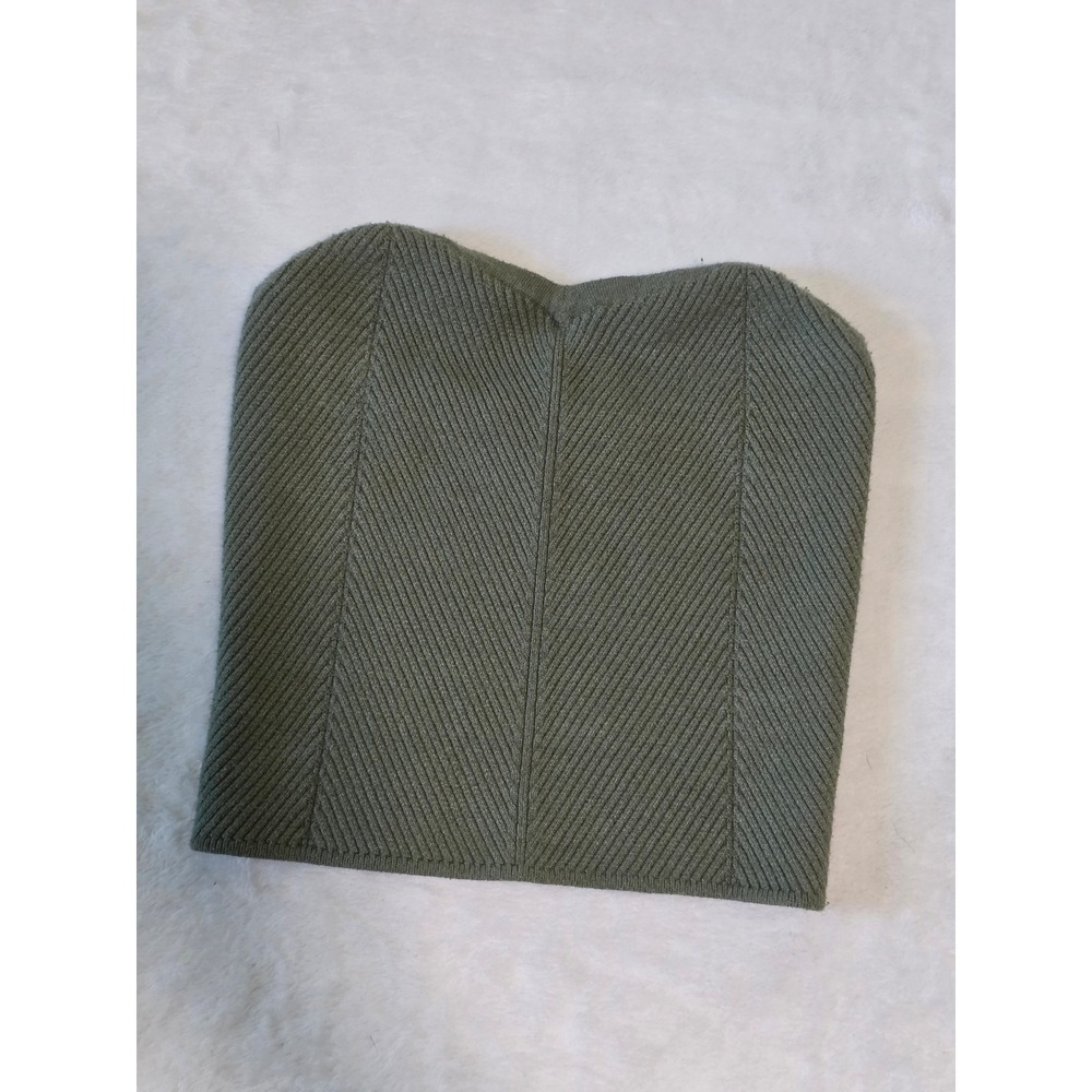 Aerie Ribbed Knit Tube Top Olive Green Sweetheart Strapless Sweater Small
